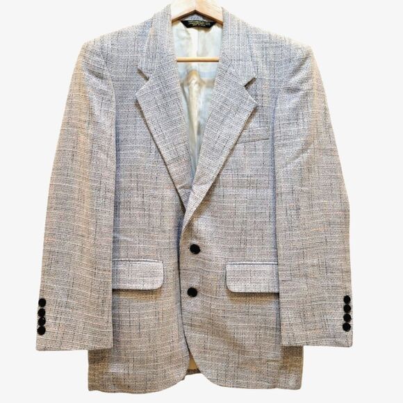 Luomo Bianchi Men's Classic Tweed Gray/Black Blazer Vintage C & R Clothiers 36 S - Picture 2 of 9